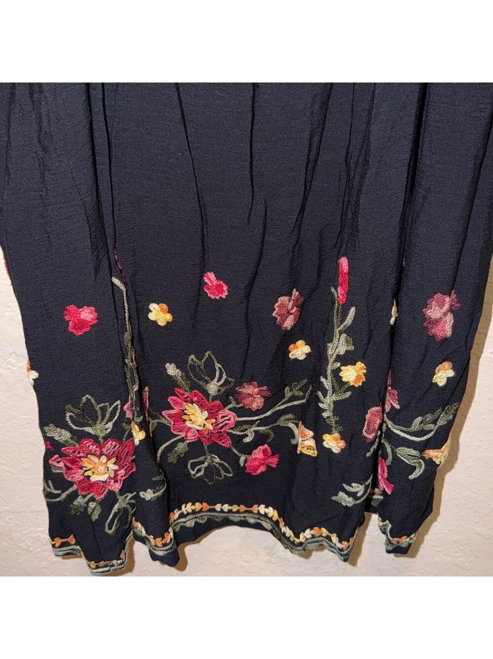 Vintage floral embroidered skirt cottagecore granny garden modest teacher - Picture 4 of 8